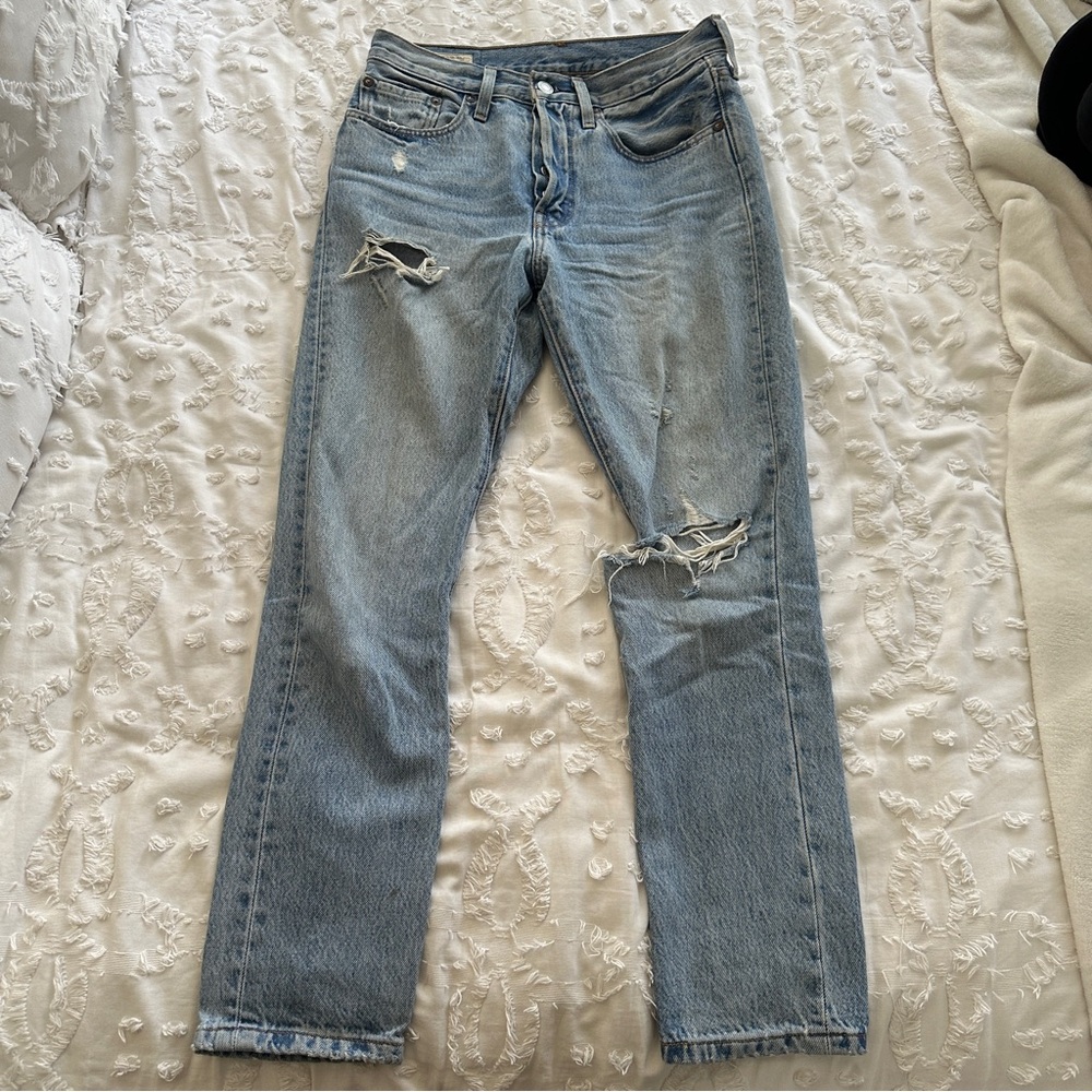 Classic 501 vintage style distressed Levi’s jeans